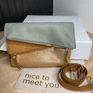 Hammitt Fold-Over Crossbody in Sage and Tan